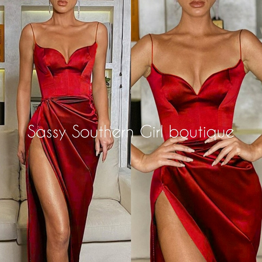 🆕⭐ Lipstick red midi dress